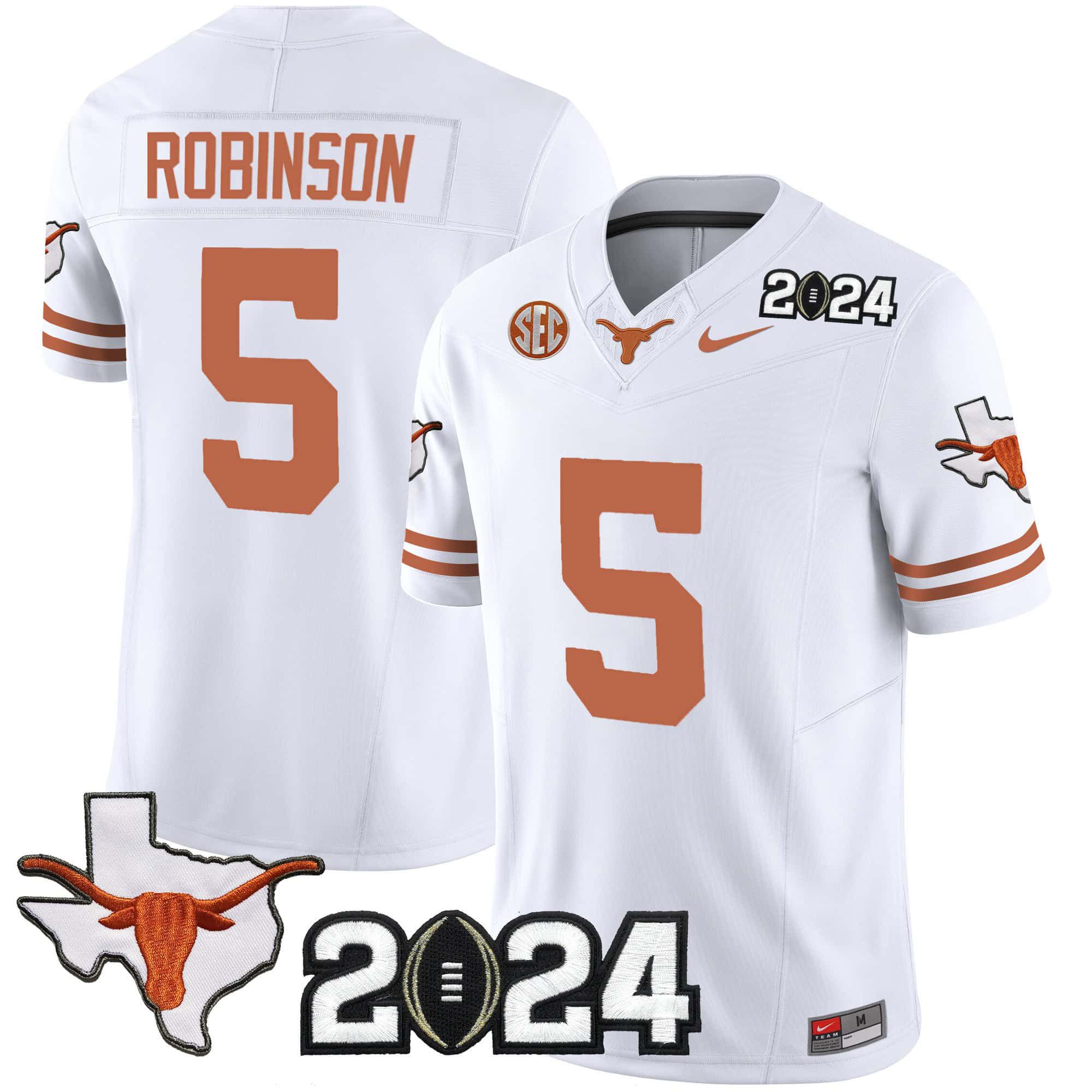 Men Texas Longhorns #5 Robinson White 2024 Nike Vapor Limited NCAA Jersey